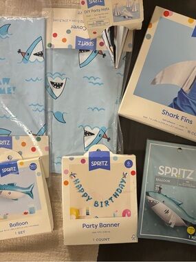 Target Spritz Shark Party Supplies - Light Blue & Silver